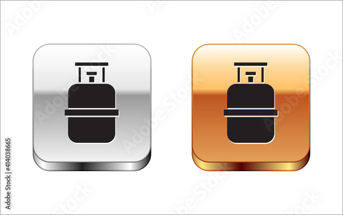 Isometric Propane gas tank icon isolated on white background. Flammable gas tank icon. Red, blue and green square button. Vector.