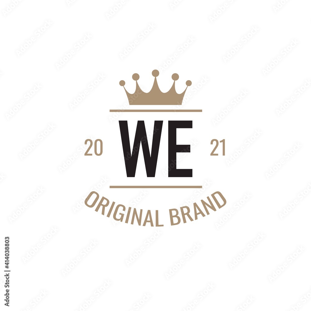 Initial Letter WE King Logo Design Template. Vintage king template logo