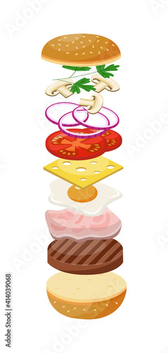 Hamburger or cheeseburger jumping ingredients