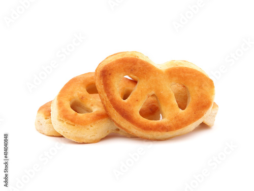 Soft cheese pretzels isolated on white