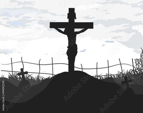 Jesus Christ on the cross - Vector Silhouette