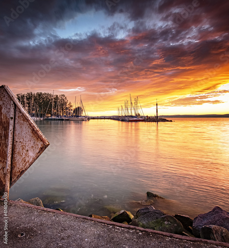 Wonderful sunset over lake ...