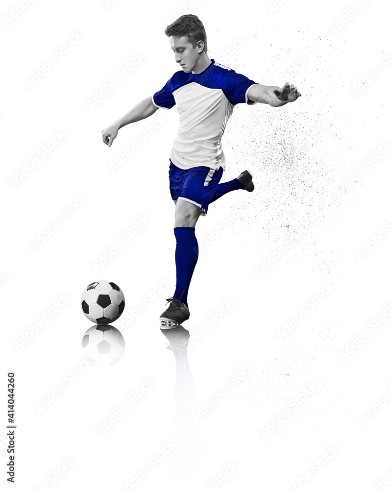 soccer player in football kick the ball. Sport concept.
