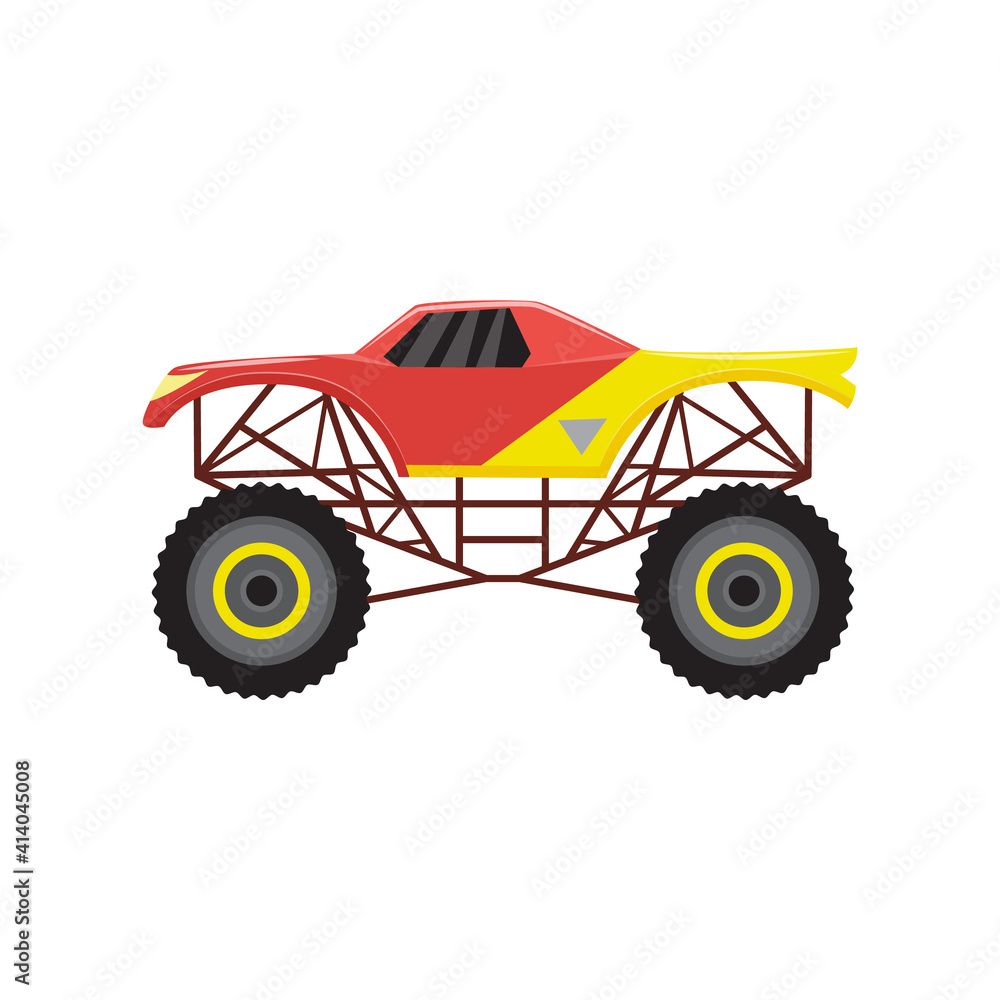 Monster truck heavy automobile 4x4 a vector cartoon isolated illustration. Monster truck heavy automobile 4x4 a vector cartoon isolated illustration.