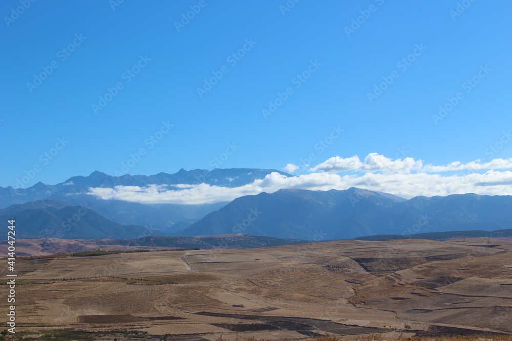 High Atlas landscape with blue sky