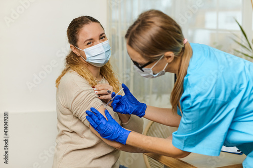 Close up of man vaccinated in a doctor's office