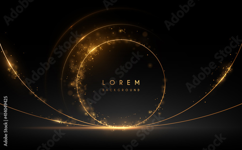 Abstract gold cirle lines with glow effect