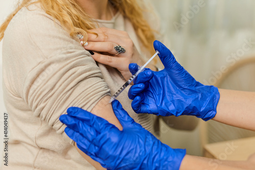 Close up of man vaccinated in a doctor's office
