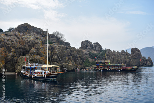 yachts off the coast of the Aegean Sea. Turkey