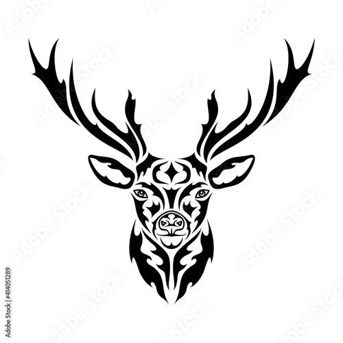 Hand drawn abstract portrait of a deer. Vector stylized illustration for tattoo  logo  wall decor  T-shirt print design or outwear. This drawing would be nice to make on the fabric or canvas.