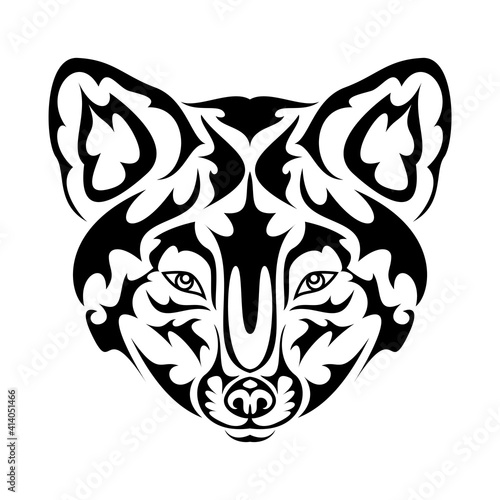 Hand drawn abstract portrait of a fox. Vector stylized illustration for tattoo  logo  wall decor  T-shirt print design or outwear. This drawing would be nice to make on the fabric or canvas.