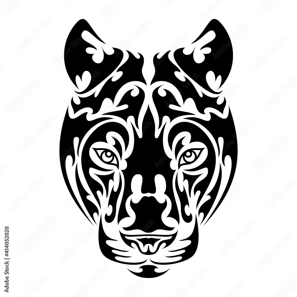 Obraz premium Hand drawn abstract portrait of a panther. Vector stylized illustration for tattoo, logo, wall decor, T-shirt print design or outwear. This drawing would be nice to make on the fabric or canvas.