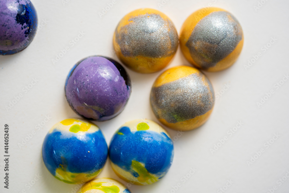 Handmade colorful chocolate, Belgian sweets Handmade colorful chocolate, Belgian sweets