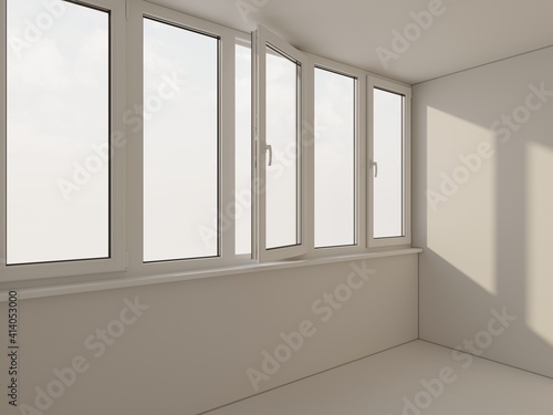 The image of the loggia in the house. 3D Rendering