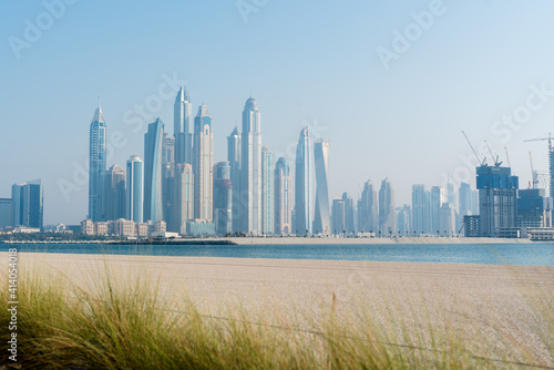 Dubai skyline. modern futuristic skyscrapers in Dubai marina. 