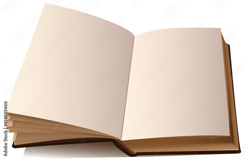 Open book template with blank pages isolated on white Open book template with blank pages isolated on white