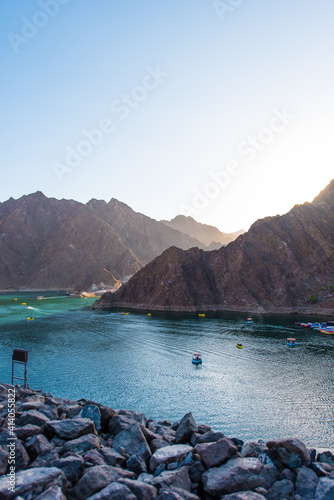 Hatta dam  , beautiful mountain lake, located in Dubai, uae. 
