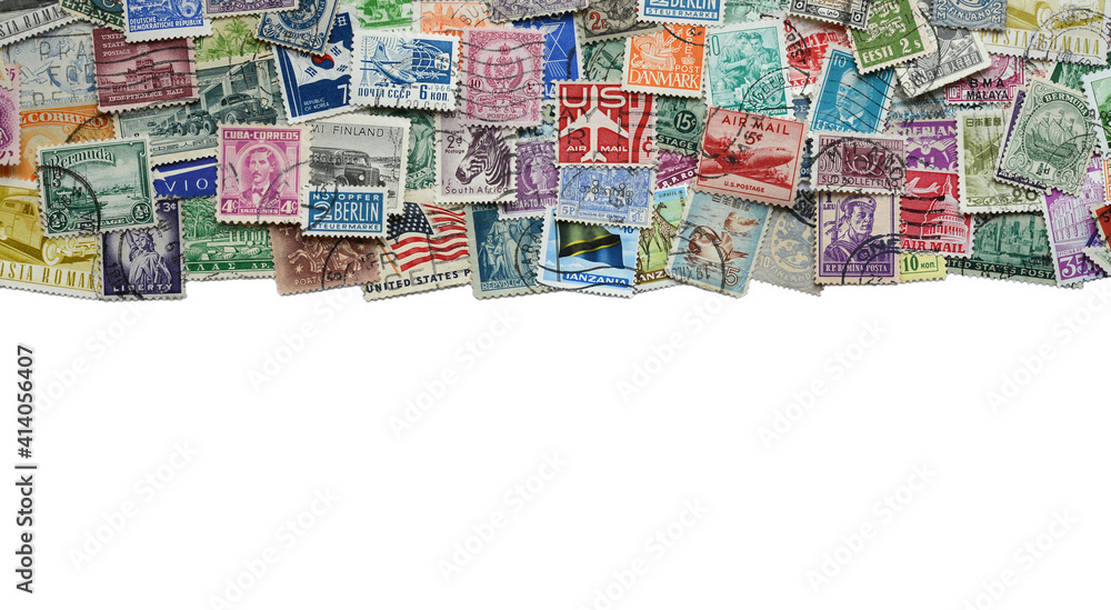 White Background and Stamps mail