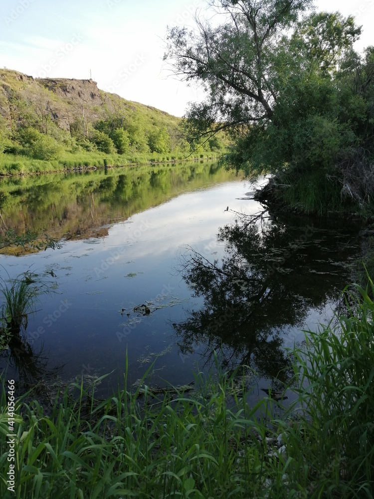 The mountain is reflected in the river The mountain is reflected in the river
