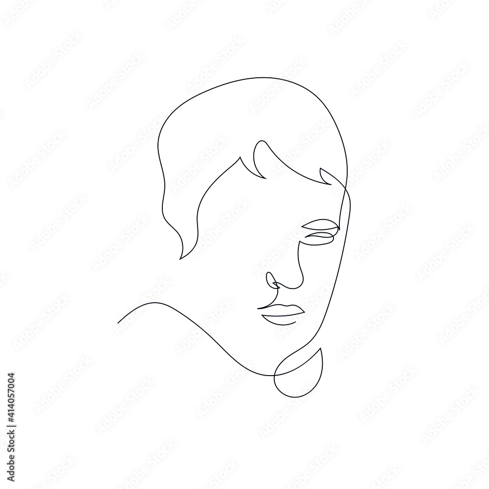 One line man portrait. Hand drawn abstract face. Minimal art. Trendy style. One line man portrait. Hand drawn abstract face. Minimal art. Trendy style.