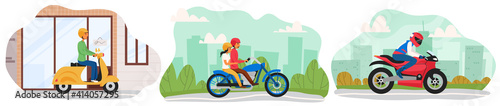 Set of motorcycle of different types