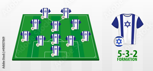 Israel National Football Team Formation on Football Field.