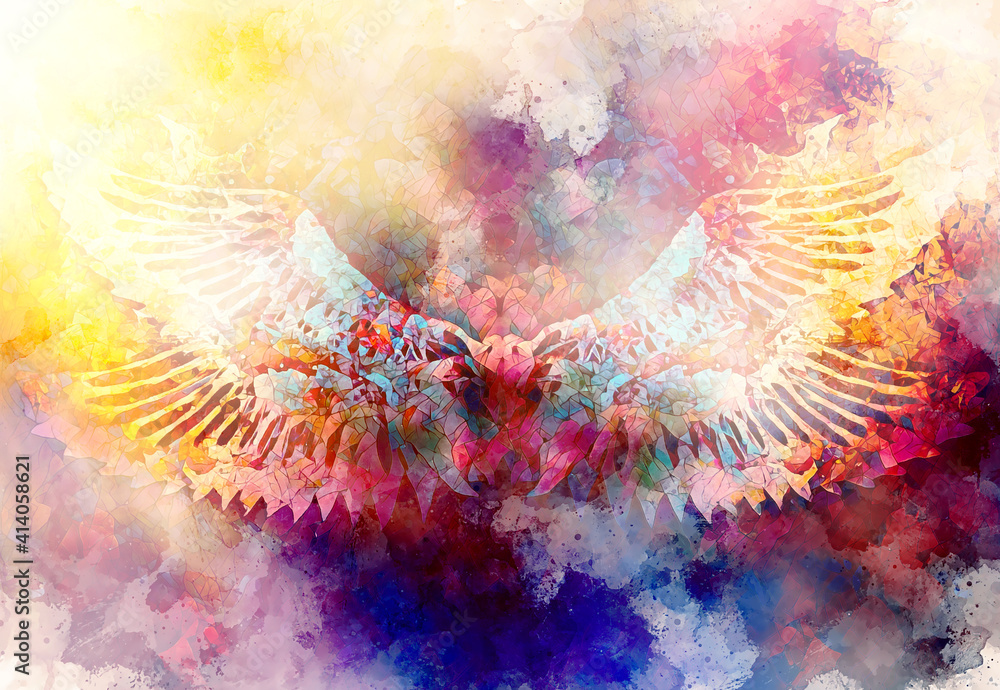 Obraz premium feathers and mosaic structure on abstract background.