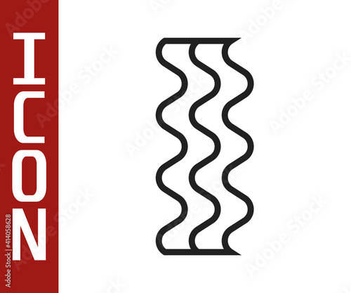 Black line Bacon stripe icon isolated on white background. Vector.