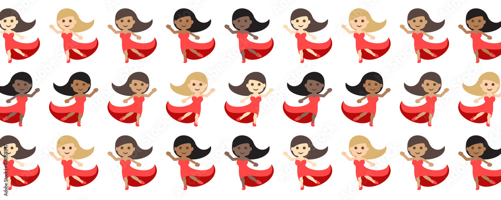 dancers women pattern on white background,vector illustration dancers women pattern on white background,vector illustration