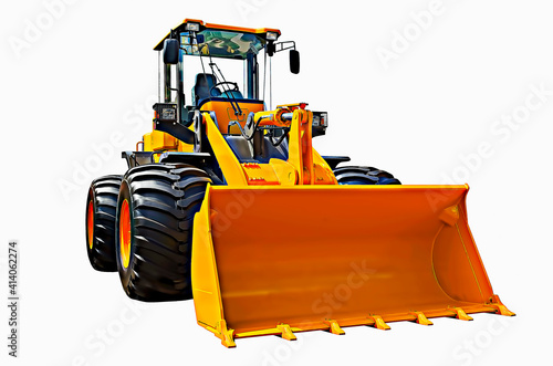 Illustration front end loader intended for material handling or agricultural needs, isolated on a white background photo