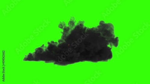 Massive explosion with smoke on Green Screen and Alpha Matte. 4K Animation