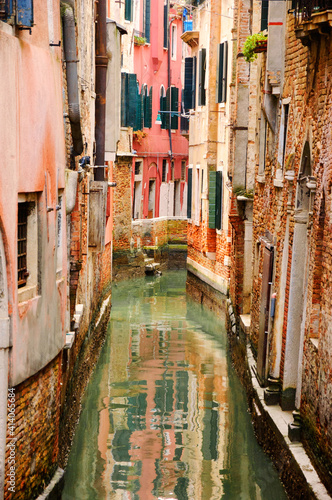 Blind alley narrow canal. Venice, Italy.