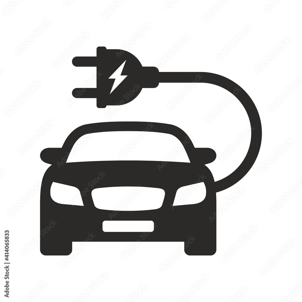 Electric car icon. EV. Electric vehicle. Charging station. Vector icon