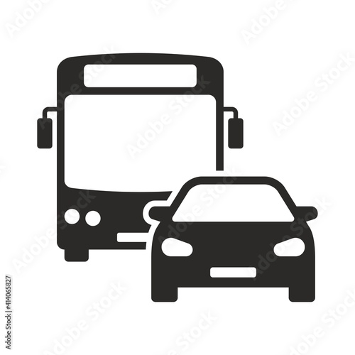 Commuter icon. Traffic. Busy road. Vector icon isolated on white background.