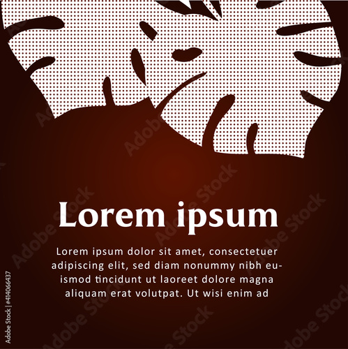 
Modern square template with textured monstera leaves, floral and abstract elements. Suitable for Social Media posts, banner design, mobile apps. Vector modern background