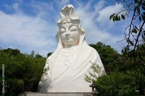 Kamakura, Kanagawa Prefecture  Japan. Ofuna-Kannon-ji Temple. The serene face that peers over the hillside photo