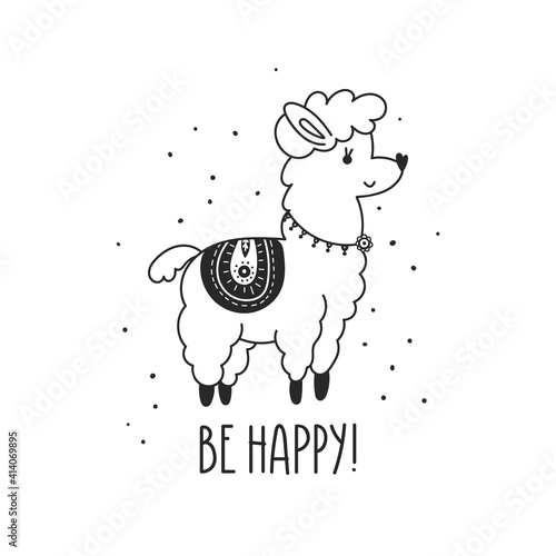 Illustration of cute funny llama