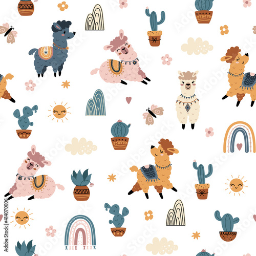 Llama, alpaca seamless pattern