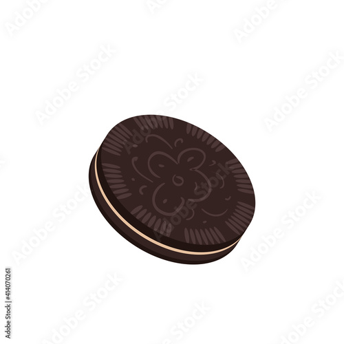 Dark cookie sandwich. Vector illustration of cartoon flat icon isolated on white background.