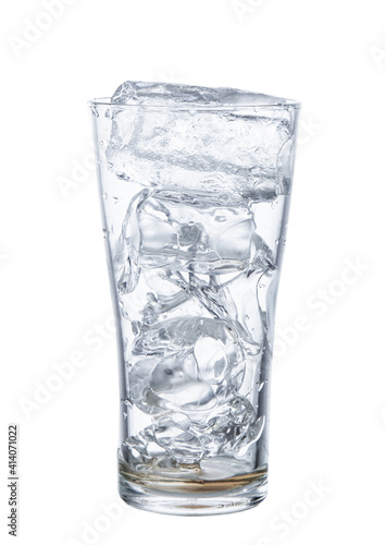 ice in glass isolated on white background
