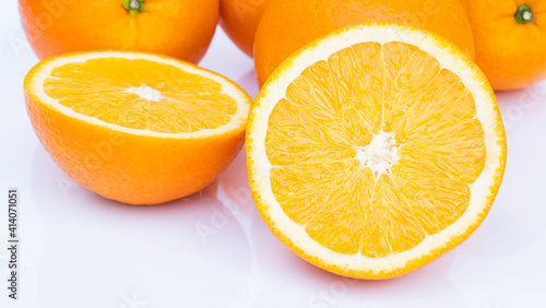 Top view orange slice, isol...