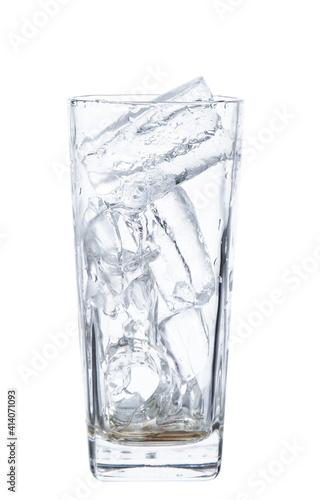 ice in glass isolated on white background