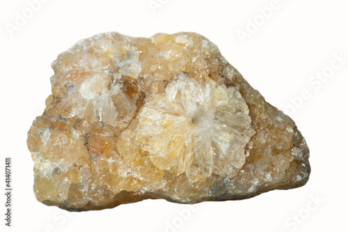 Macro shot of a sample of natural stone - untreated citrine (yellow quartz).