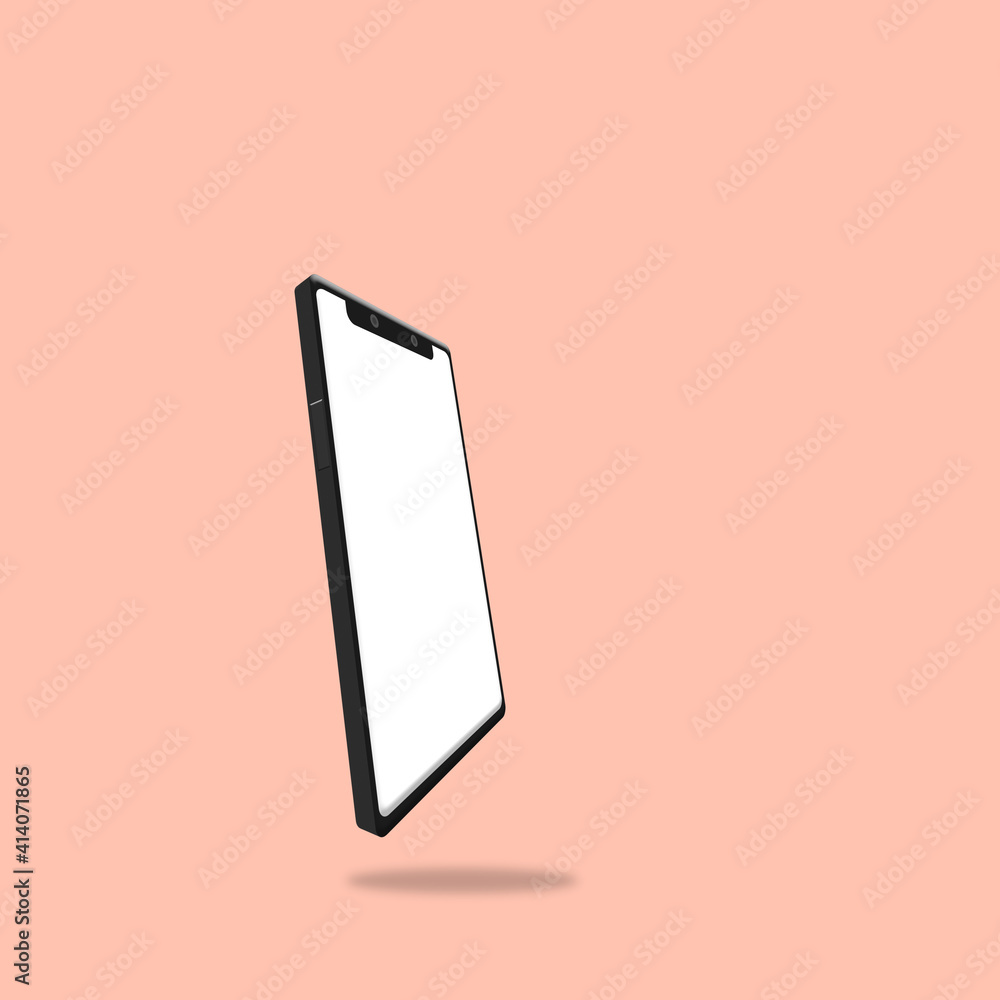 Smartphone mock up on a pastel pink background. 3d illustration render. Smartphone mock up on a pastel pink background. 3d illustration render.