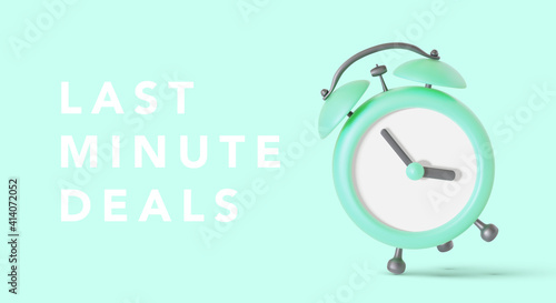 Realistic vintage alarm clock falling on the floor in pastel colors. Minimal creative concept. Vector illustration