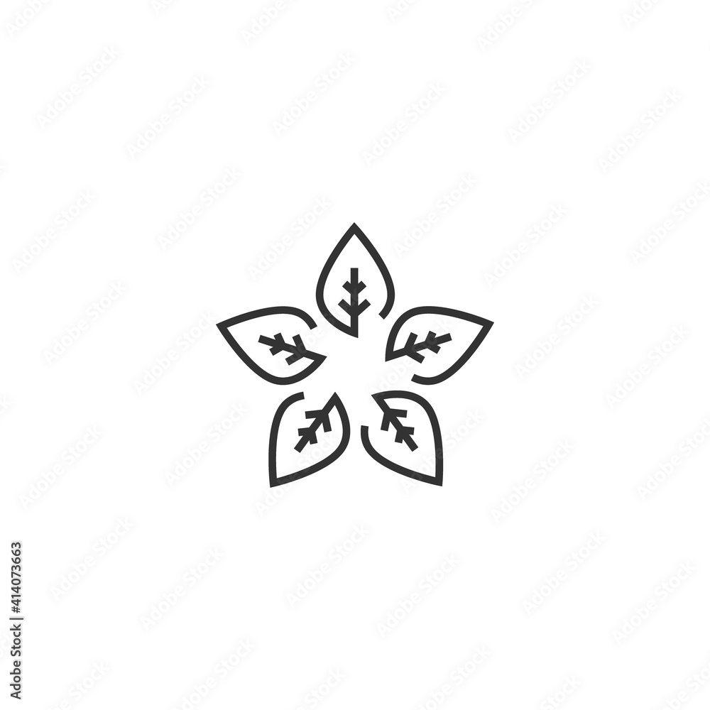 five leaves eco icon. isolated on white. Vector illustration. five leaves eco icon. isolated on white. Vector illustration.