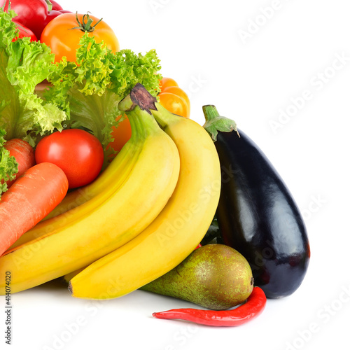 Multi-colored bright fruits and vegetables