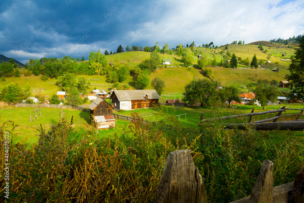 Image of Sadova village on Bucovina in Romania.