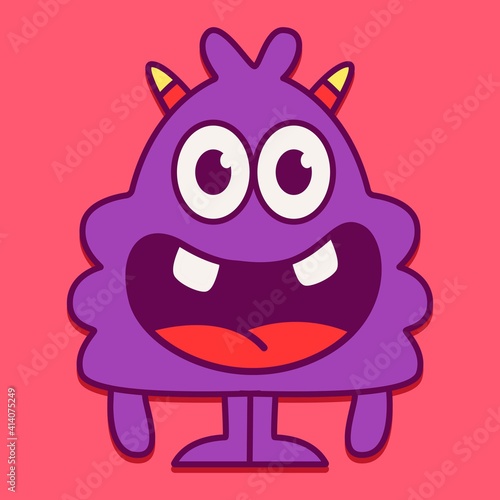 cute monster cartoon doodle design for coloring, backgrounds, stickers, logos, symbol, icons and more