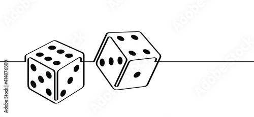 Dice to gamble. Gambling icon or logo. Flat vector dives sign. Dice cubes line pattern. Playing Online casino game. 